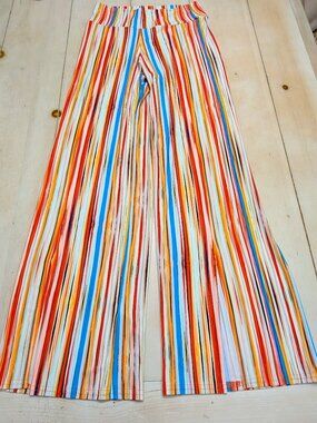 Mereck Women’s Small Multicolor Striped Flare Pants Y2K Boho